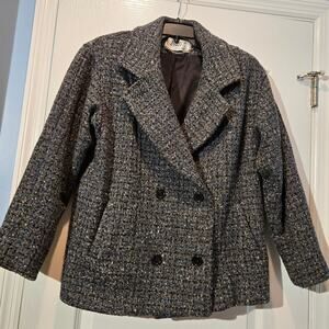 VTG Billi by Billycoat short peacoat gray tweed with shoulder pads S/M